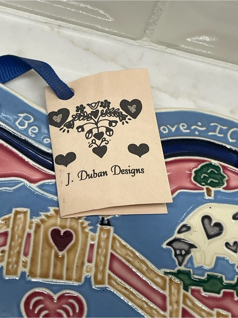 J. Duban Designs Handmade Ceramic Heart Hanging Plaque 9